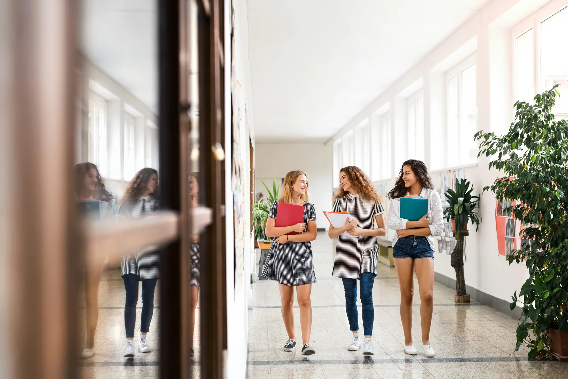 polished concrete hallway in a Regina school