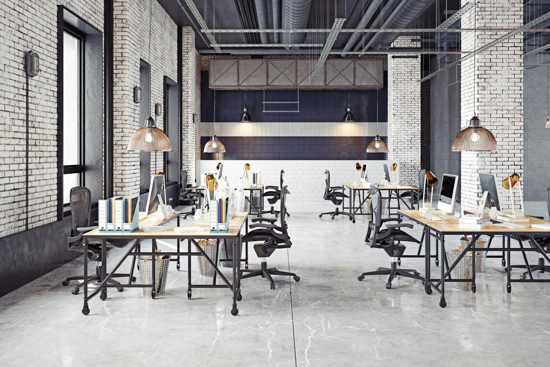 polished concrete floor in a bright Regina office