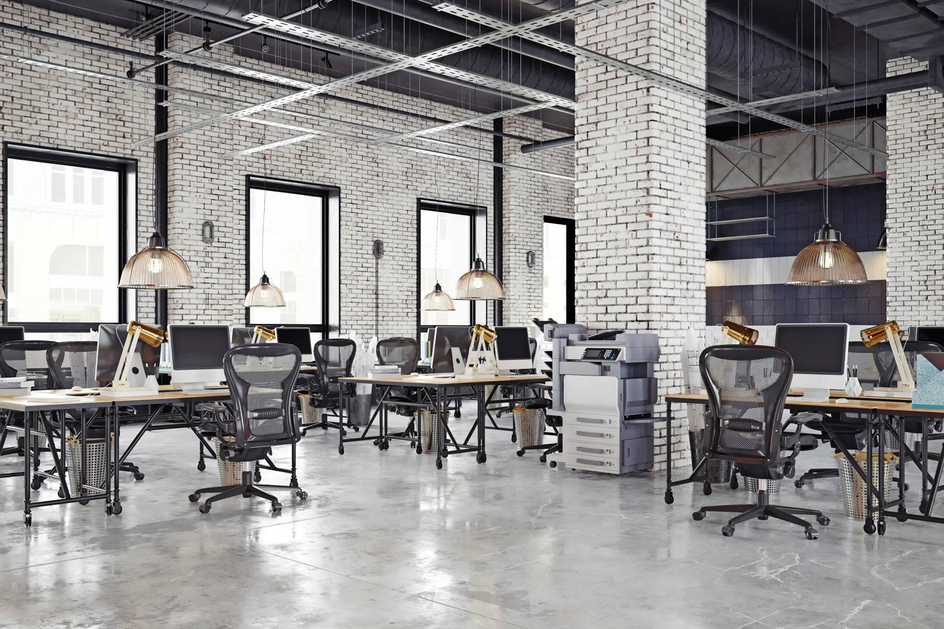 polished concrete floor in a Regina loft office space