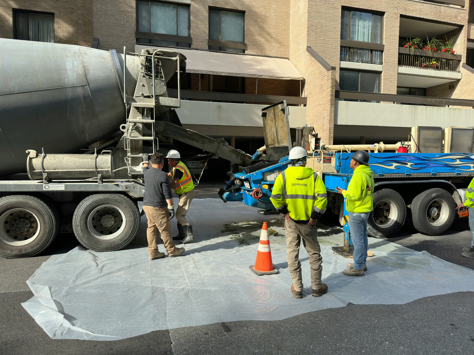 concrete pour for a commercial retaining wall in Regina