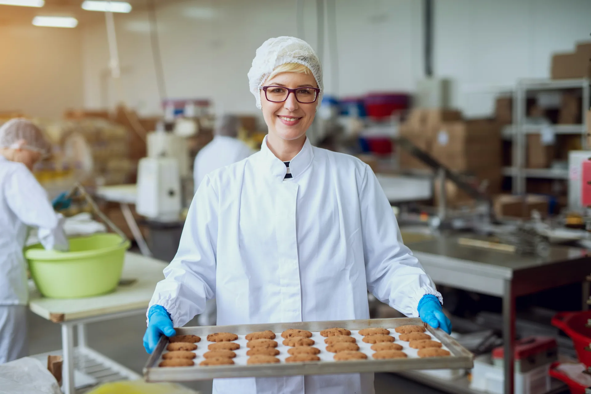 food processing worker on a seamless concrete floor in Regina