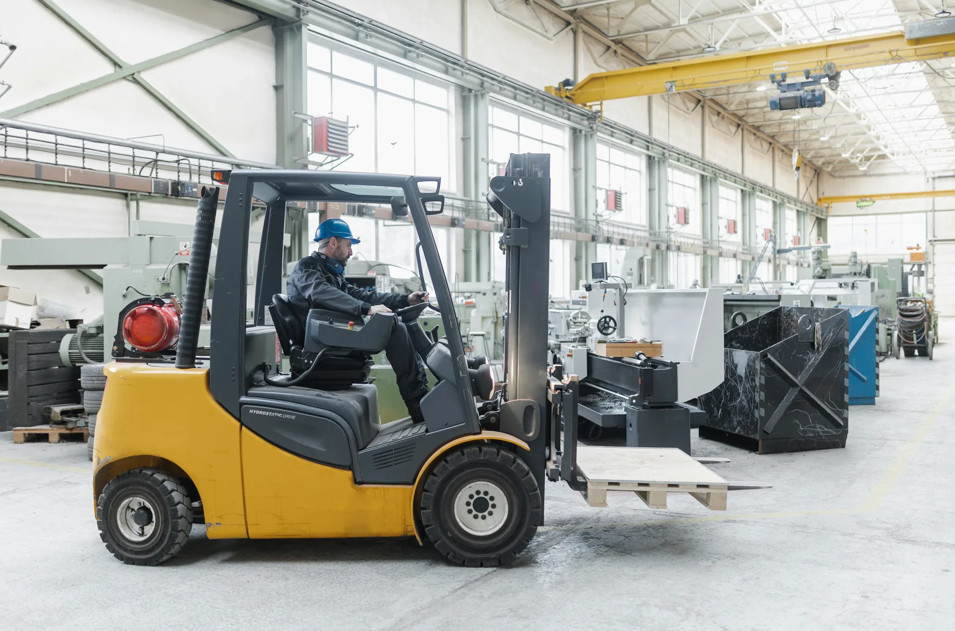 forklift-rated concrete floor in a Regina fabrication plant
