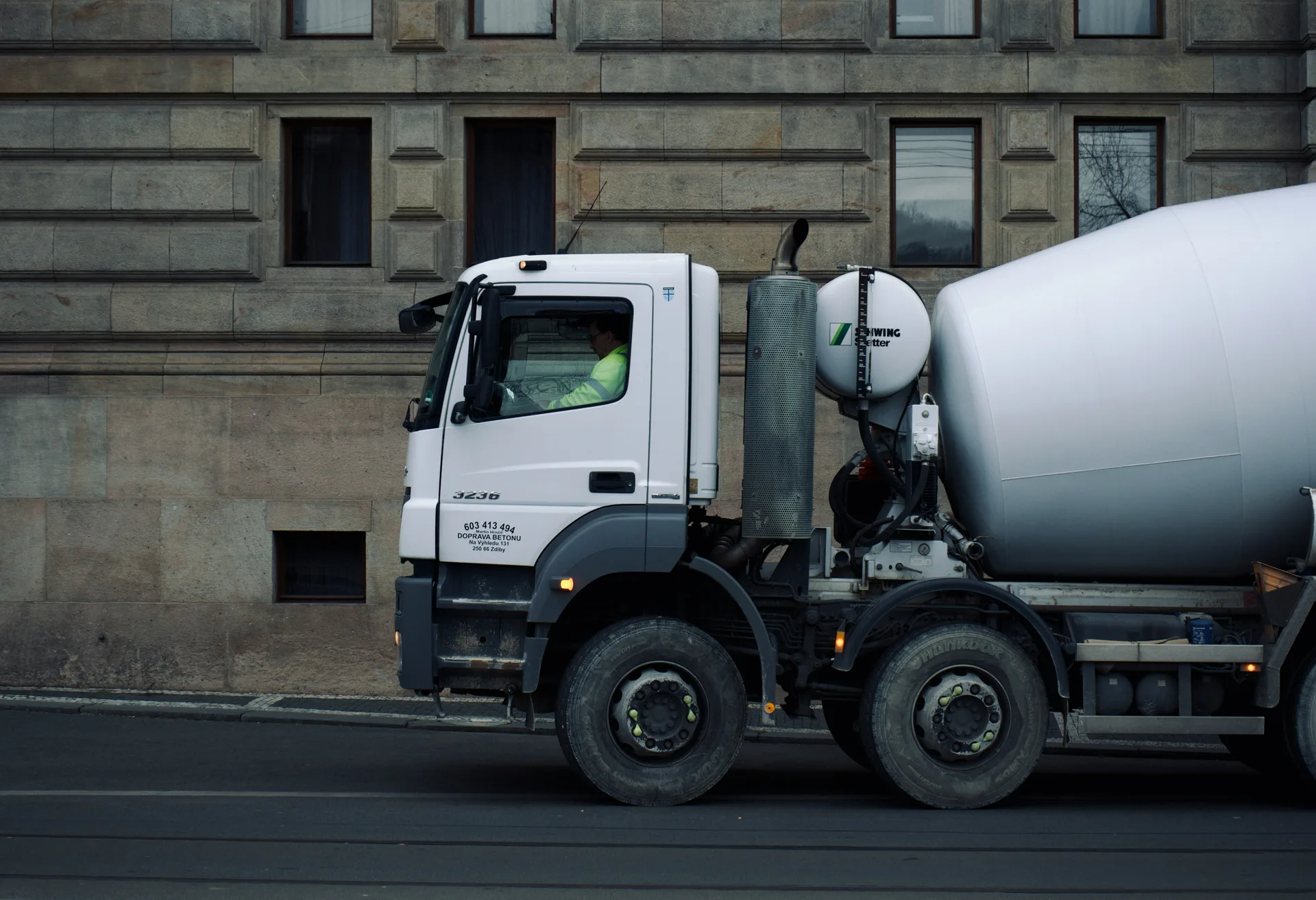 ready-mix concrete truck delivering on a Regina pour