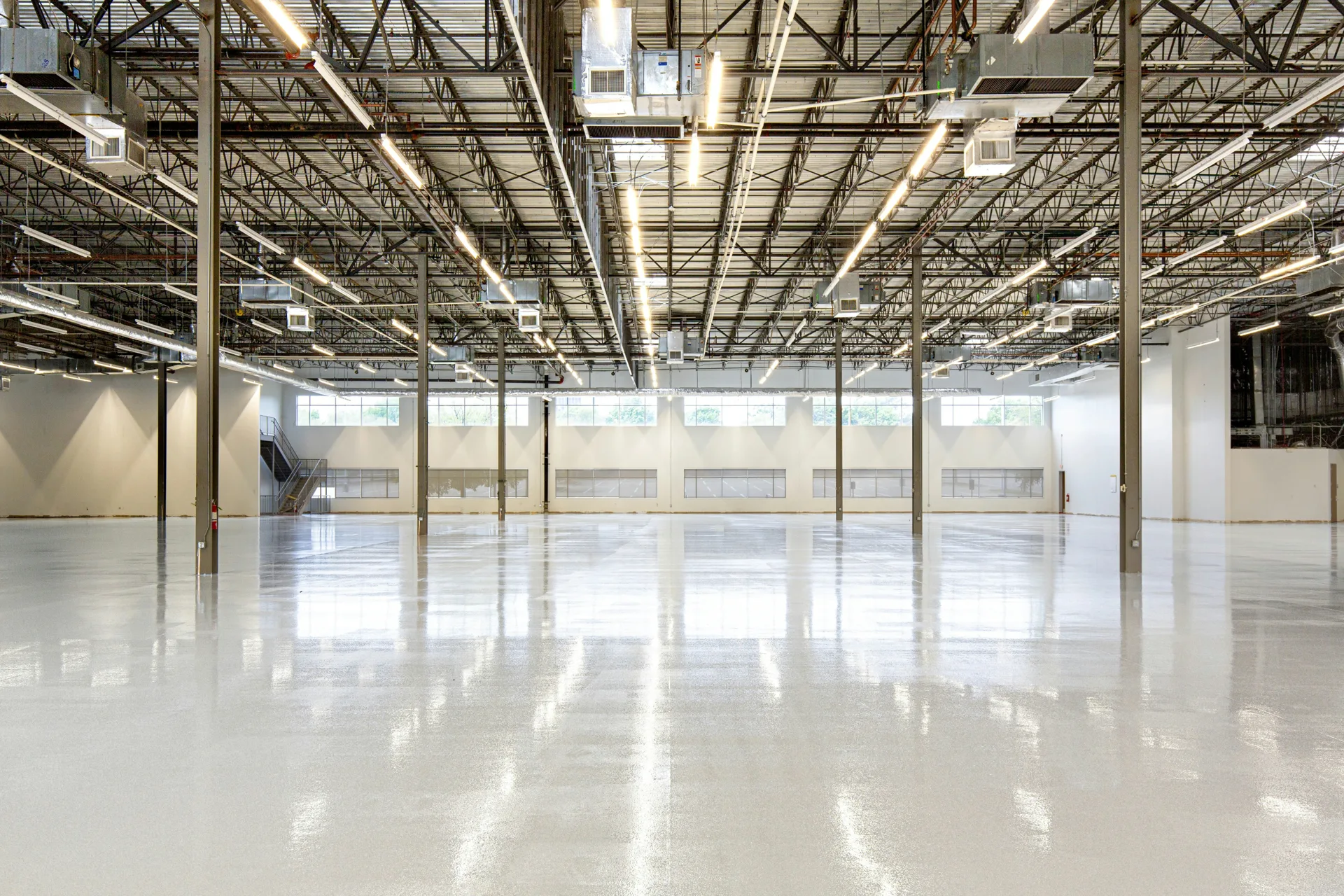white epoxy coating on a Regina warehouse floor