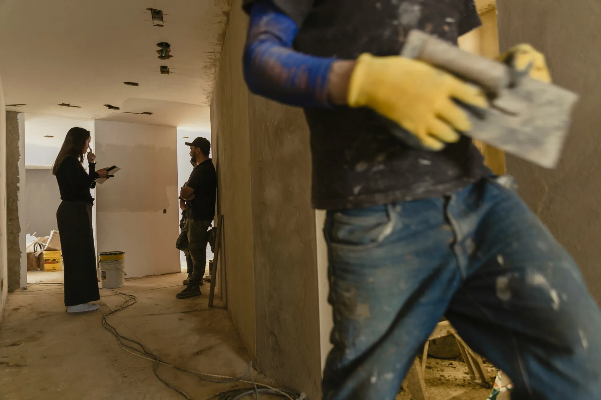 thin concrete overlay being applied with Ardex products in Regina